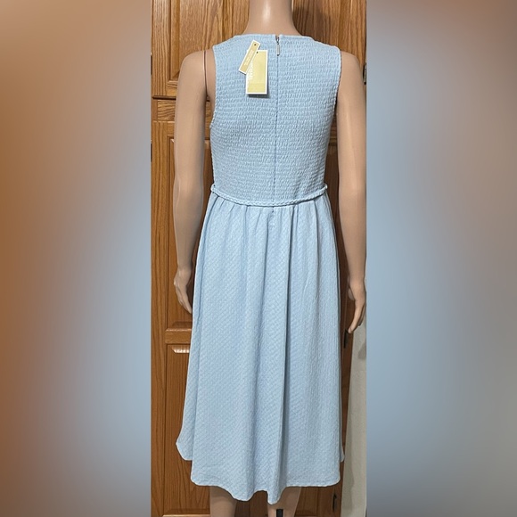 Michael Kors Petite Smocked Tie-Waist Midi Dress - Picture 6 of 8